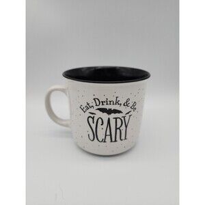 Halloween Eat Drink & Be Scary Bats Large Coffee Mug Burton+Burton Black & White
